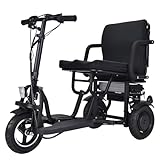 Foldable E Mobility Device Folding Mobility Aid Electric Mobility Chair Portable 3 Wheel Mobility Travel Power Device Arm Rest 10 ah 20 KM Removable Battery 6 KMH Speed 250W Powerful Motor