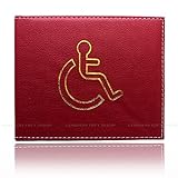 AKH® 100% Leather Disabled Badge Holder Wallet - Blue Badge Timer Holder - Hologram Safe (Red)