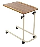 Performance Health Overbed Table with Wheels, Laptop Desk with Wheels, Fully Adjustable Height and Angle, Laminated Top